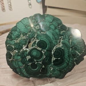 Polished Malachite Display Slice - Deep Green Banding